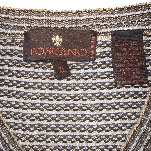 Vintage Toscano Men’s Cotton Tweed Made in Italy V-Neck Pullover Sweater Size XL - Picture 5 of 7